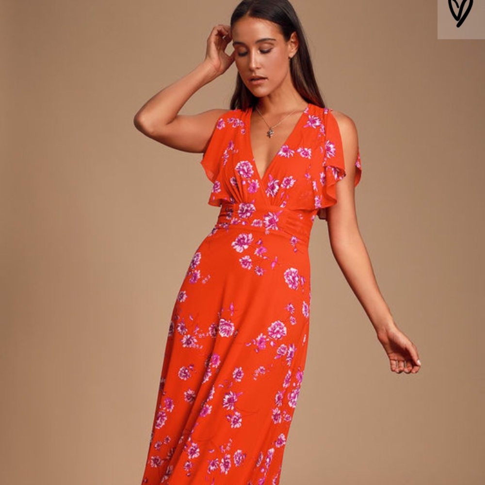 Lulu’s Dearly Loved Red Floral Maxi Dress